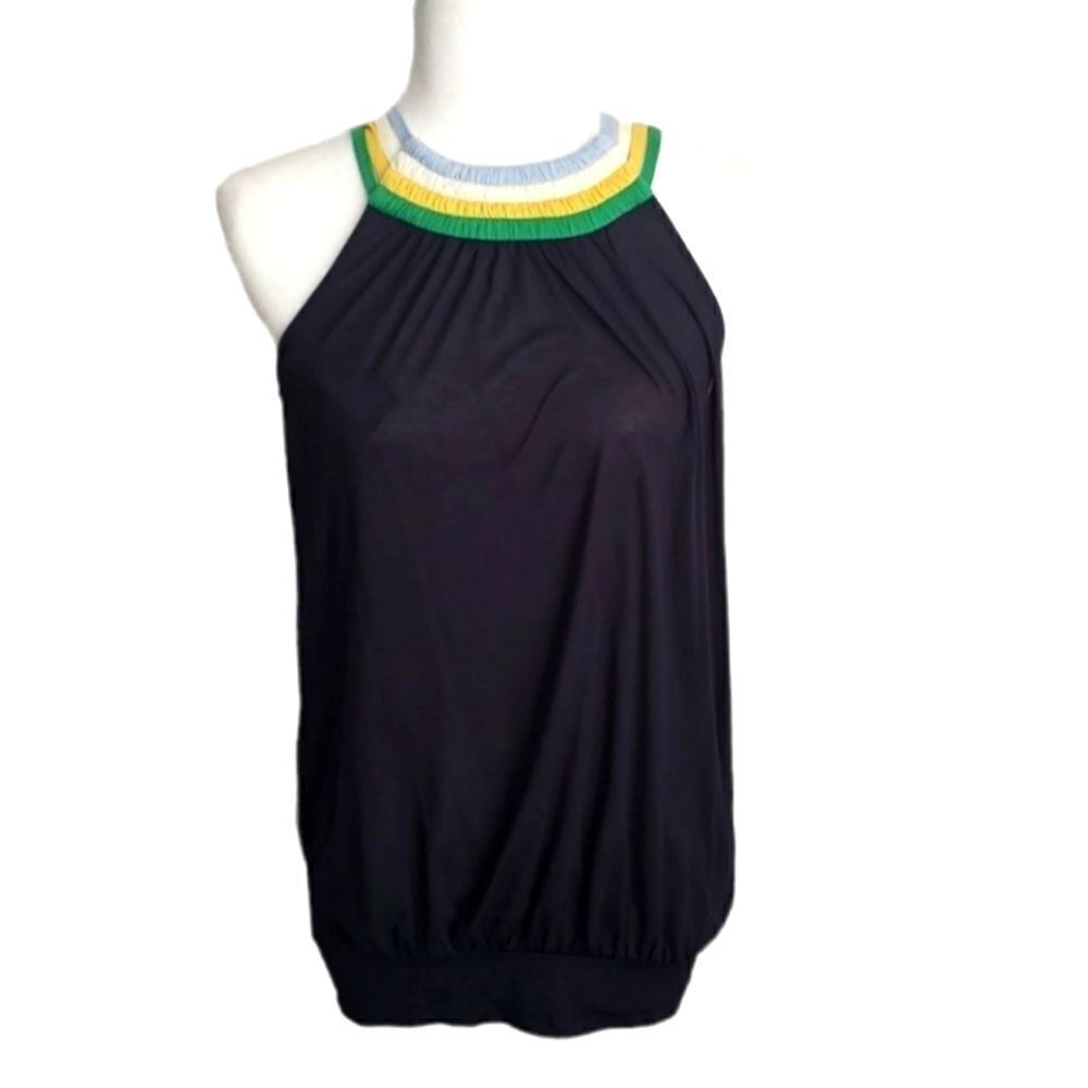 Bcbgmaxazria Navy Striped Tank Top